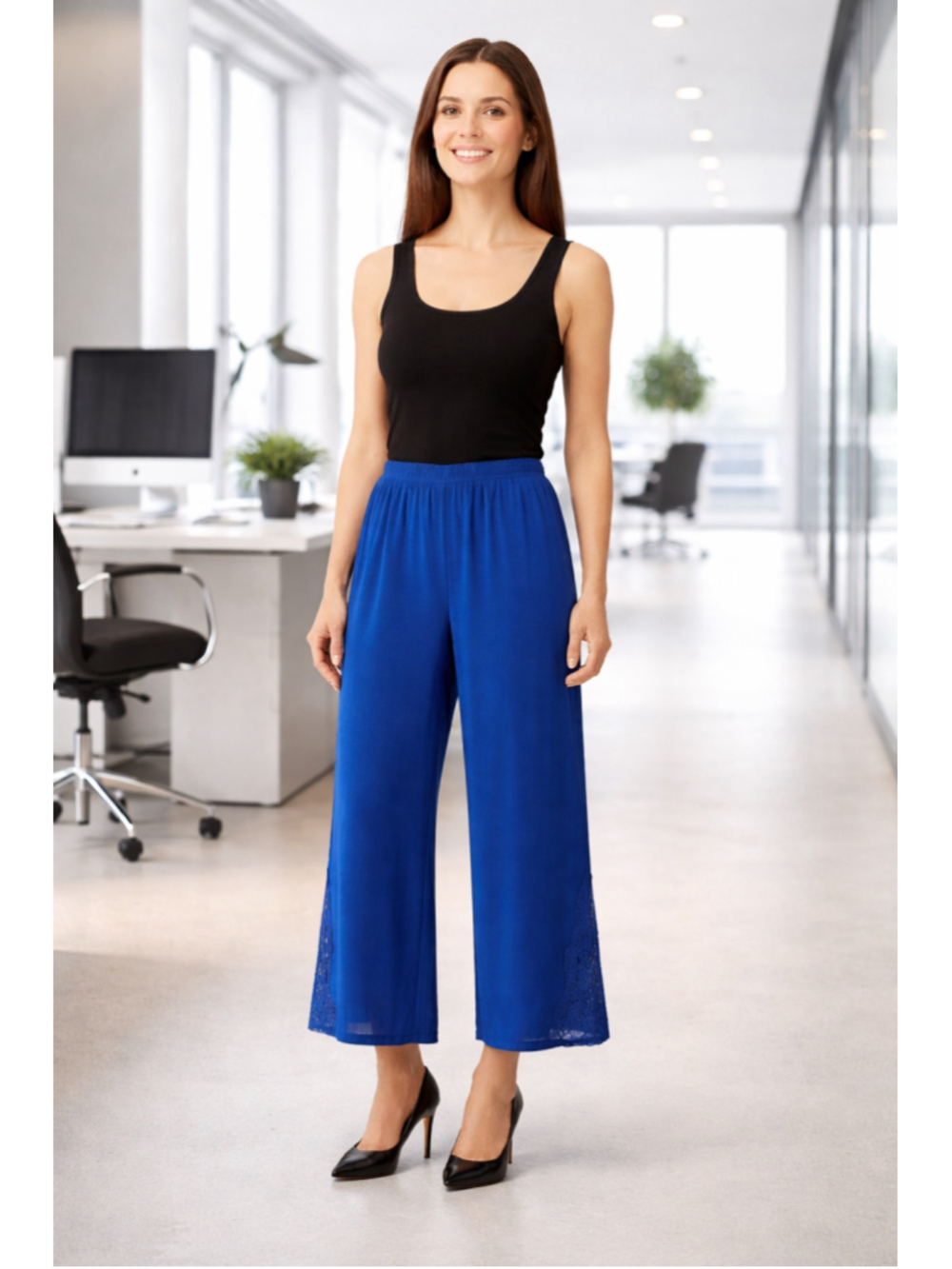 Anthony Clothing Brand (JM Studio INC) Elastic Waist Pull On Cropped Ankle Pants